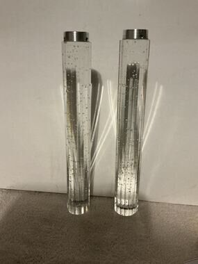 Two Artika Replacement Bubble Crystal Chandelier Glass Light Cylinders 10” H